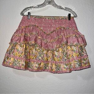 NWT LoveShackFancy Tribeca Floral Ruffled Mini Skirt